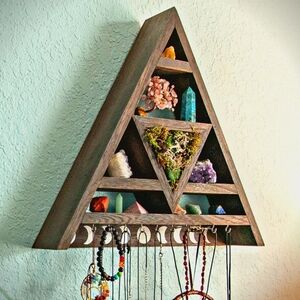 ARAGO Wooden Moon Shelf For Crystals